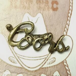 Vintage Coors Beer Western Hat Tac Lapel Pin, Bronze Color Brooch, Estate